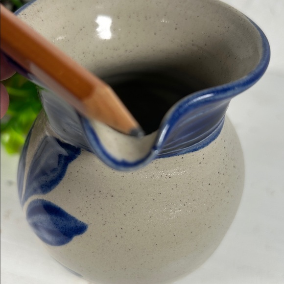 Williamsburg Salt Glazed mini Pitcher Stamped Dated Blue Leaf Salt Glazed Finish - Picture 14 of 14